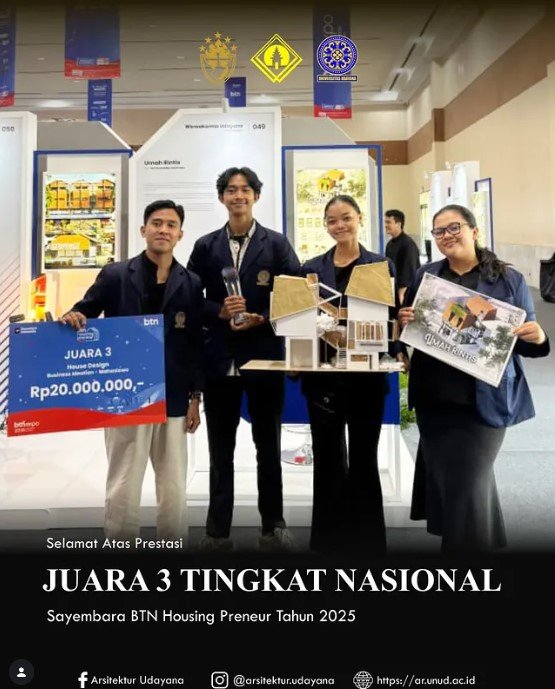 Juara 3 dalam Sayembara BTN Housing Preneur Kategori House Design Bisnis